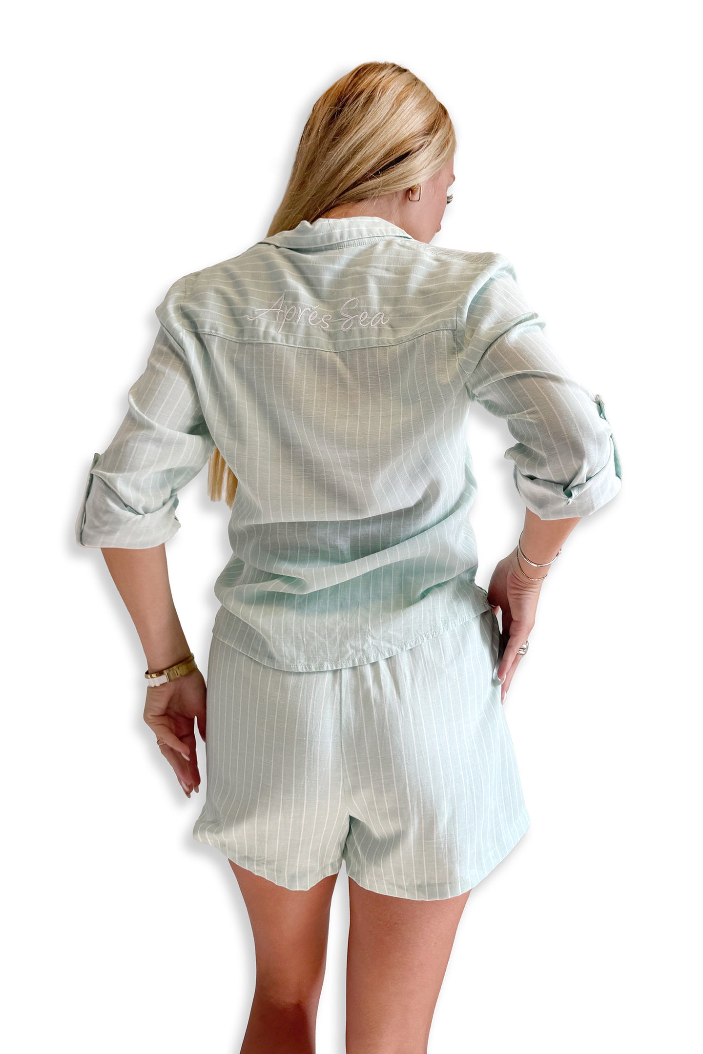 Women's Aprés Sea Buttondown Shirt | Mint Stripe